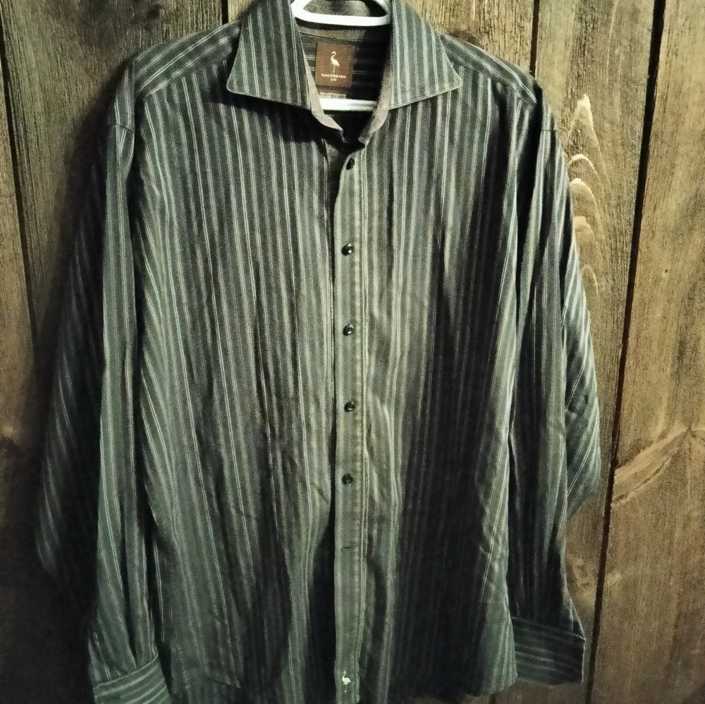 Tailorbyrd Men's Striped Long Sleeve Dress Shirt Size Large